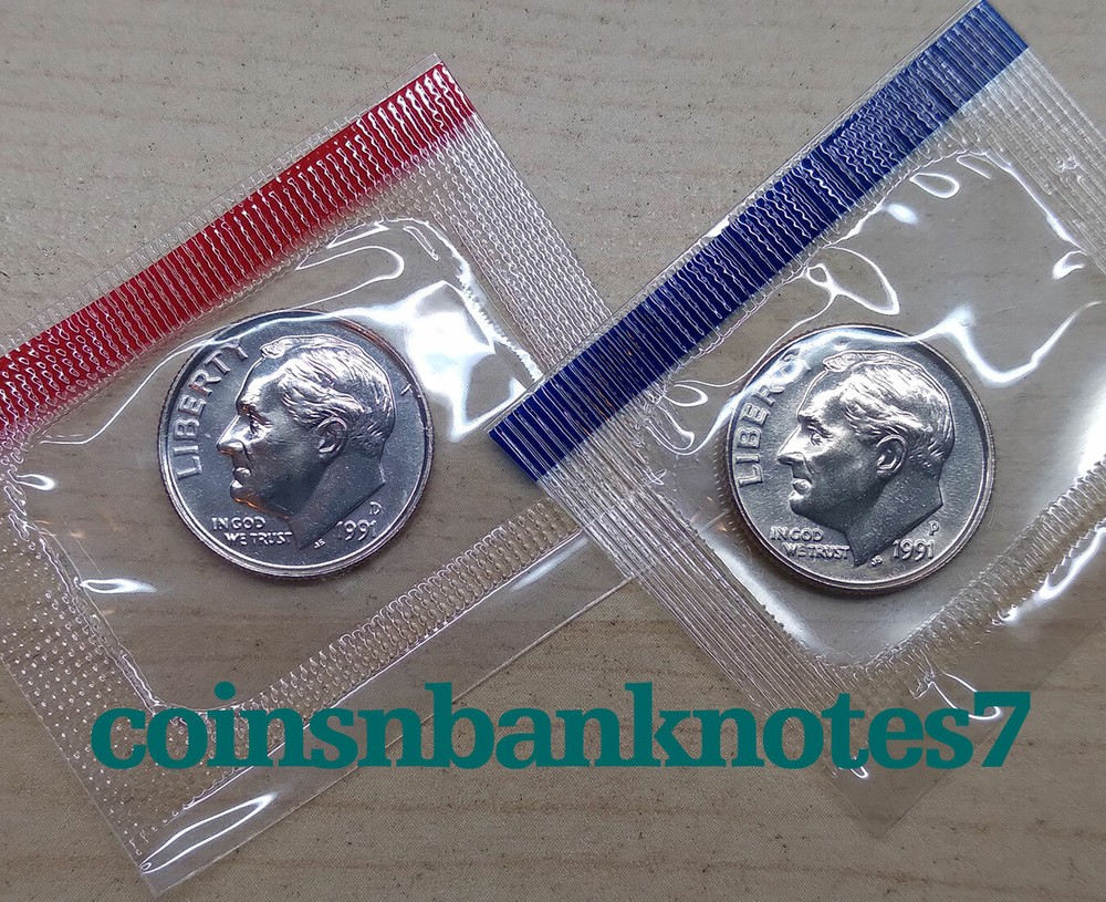 1991-D & P Roosevelt Dime BU Set