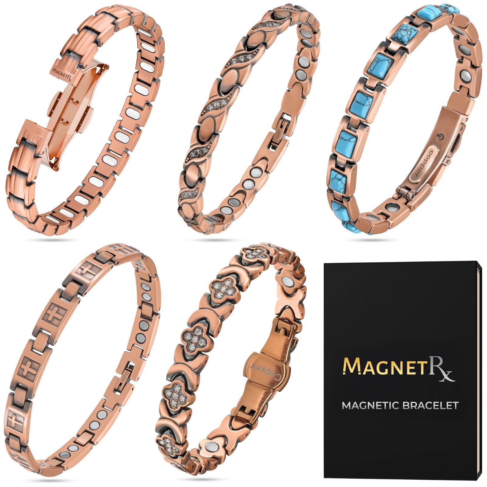 MagnetRX® Magnetic Copper Bracelets for Women Ultra Strength Magnetic Bracelets