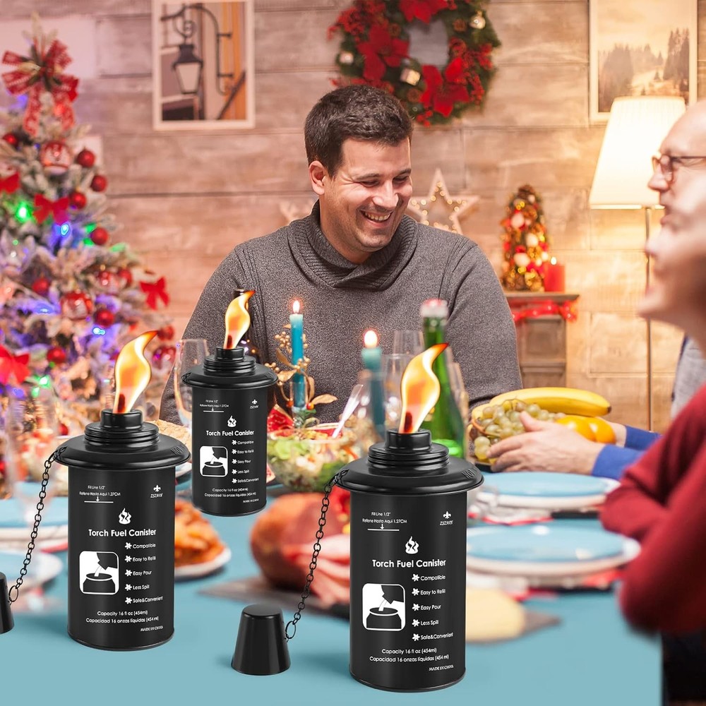 6-pack bamboo torches with refillable replacement canisters,