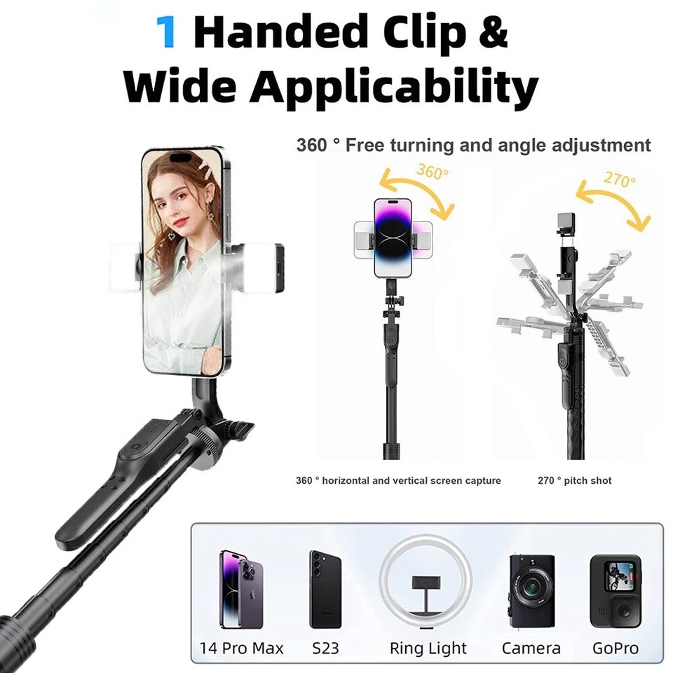 68" Professional Cell Phone Holder + Camera Tripod Stand Remote Selfie Stick US