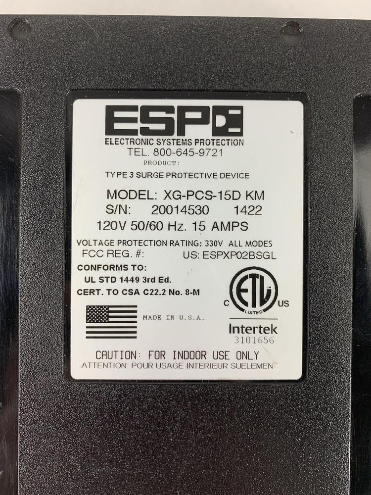 ESP XG-PCS-15D KM Type 3 Surge Protective Device