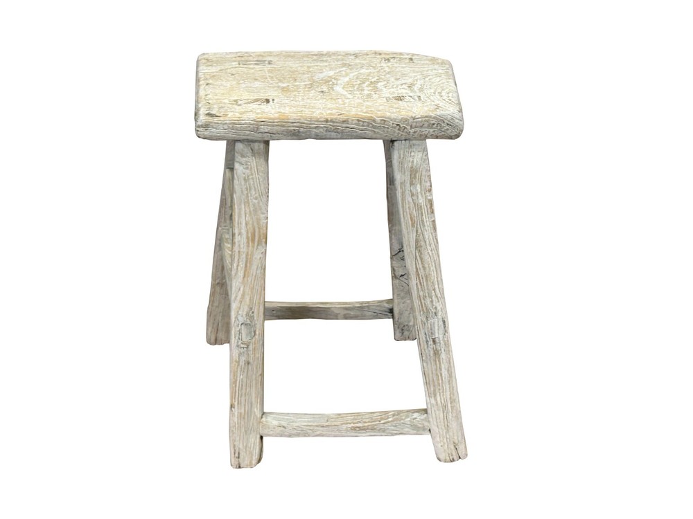 Rustic Raw Rough Wood Grain Rectangle Slim Stool Bench Side Table ws4616
