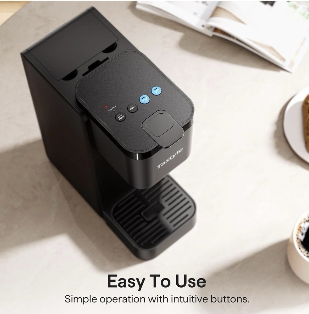 Versatile Coffee Maker for K-Cups and Tea - Compact, Splash-proof, 4 Brew Styles