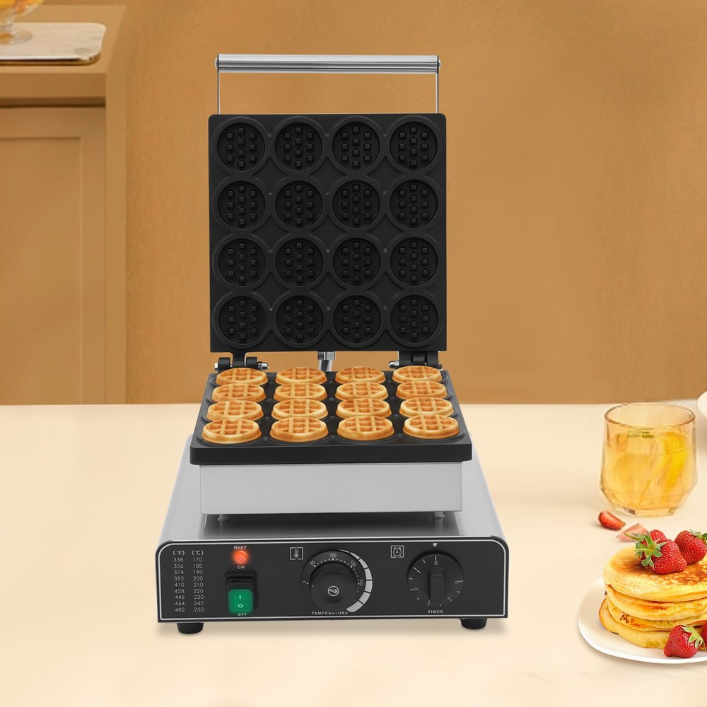 Electric Mini Belgian Waffle Maker Nonstick 16-Grid Round Waffle Baking Machine