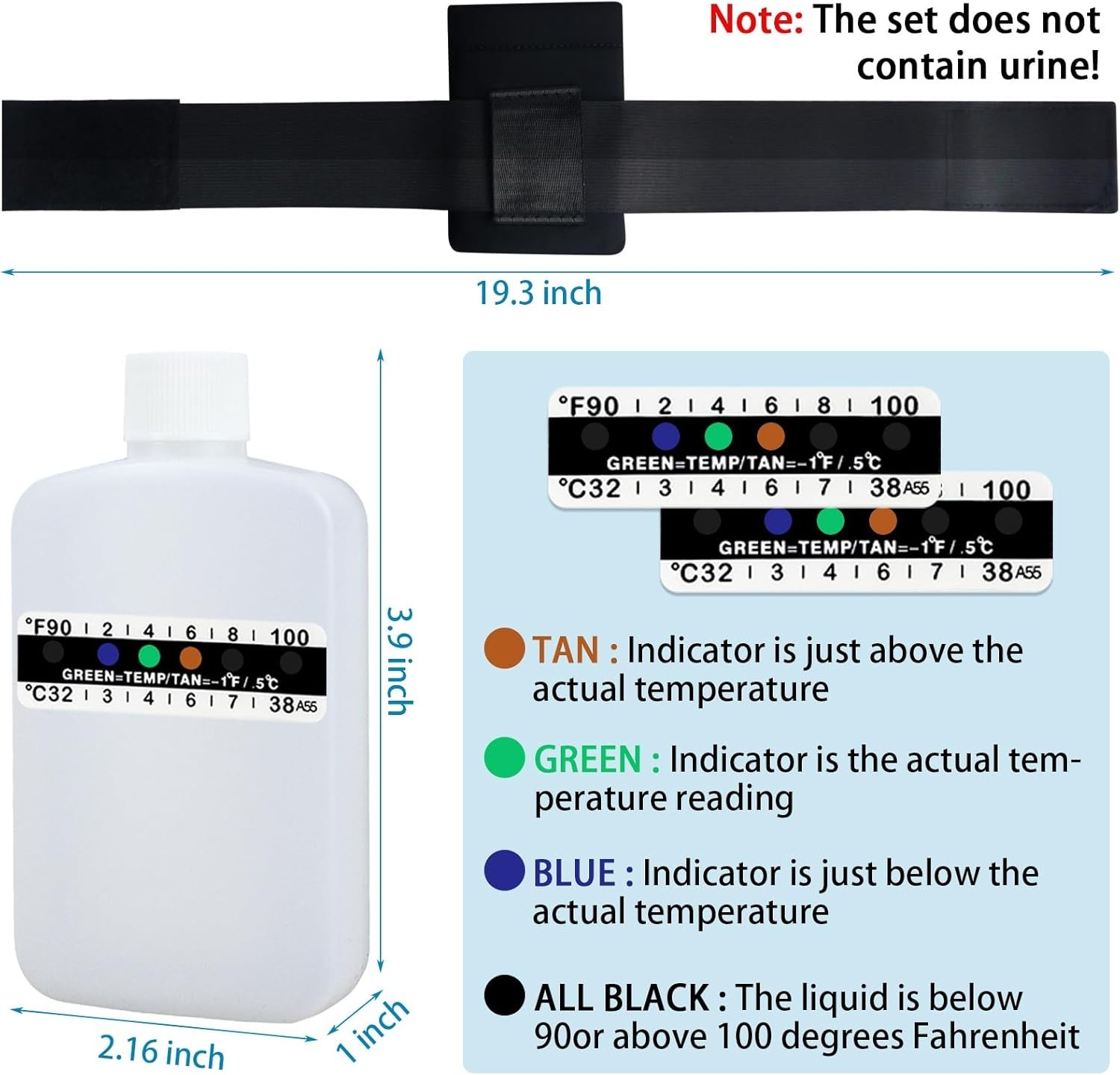 3oz Urine Test Complete Kit Portable Sample Bottle Strap Thermal Bag 14Pcs Set