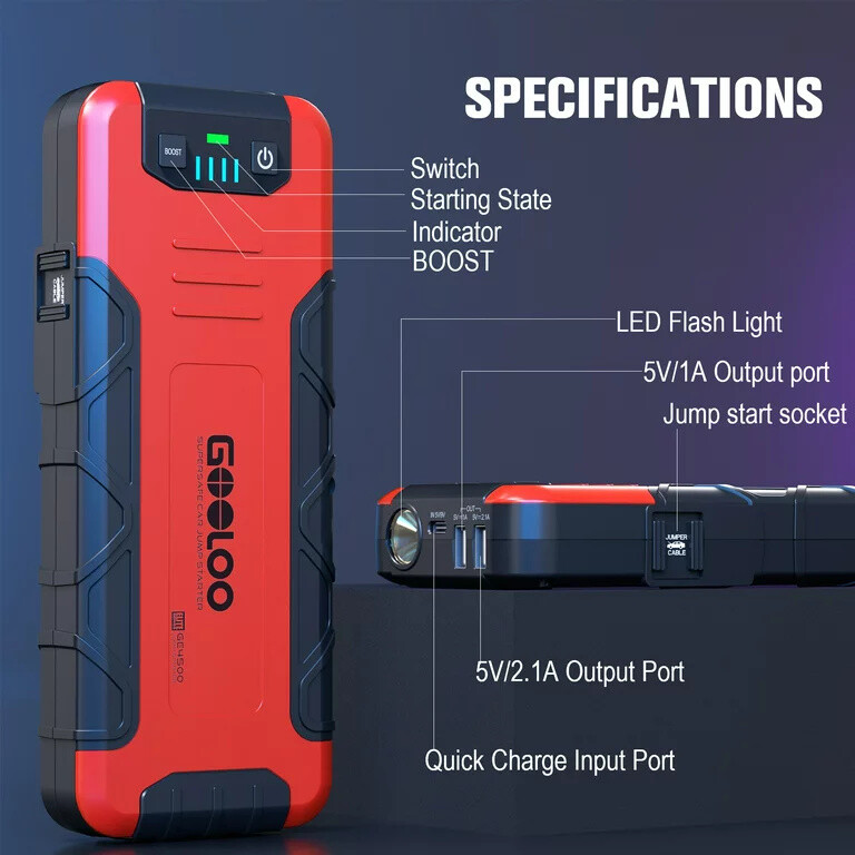 GOOLOO Car Battery Jump Starter 4500A Peak Jump Starter with USB Quick Charge