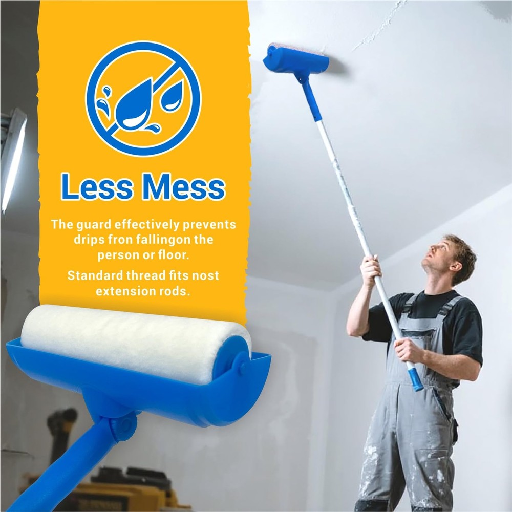 10 Inch Ceiling Paint Roller with Shield Roller and Shield with Adjustable He...