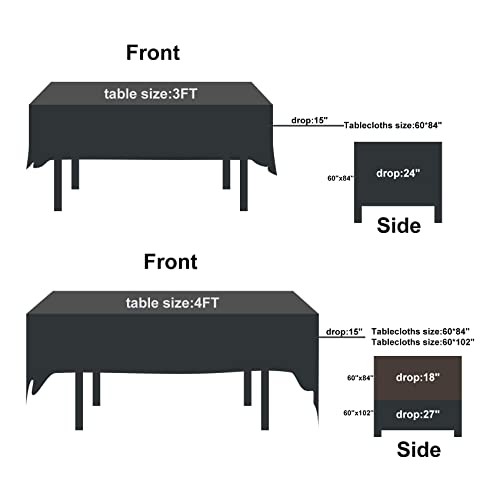 Rectangle Tablecloth 60x102 inch Washable 6pack 60"x102"(Rectangle) Black