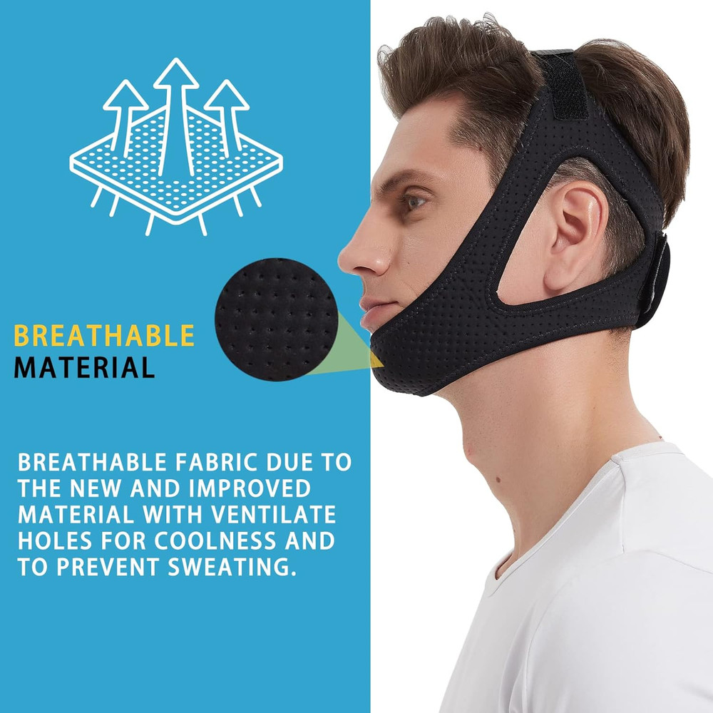 Double Adjustable Chin Strap for CPAP Users, Breathable and Comfortable Chin Str