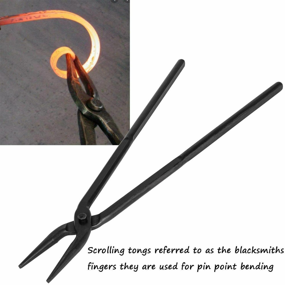 6 Pcs Blacksmith Tongs Set Anvil Forge Knife Making Tools Set V Bolt Flat Jaw