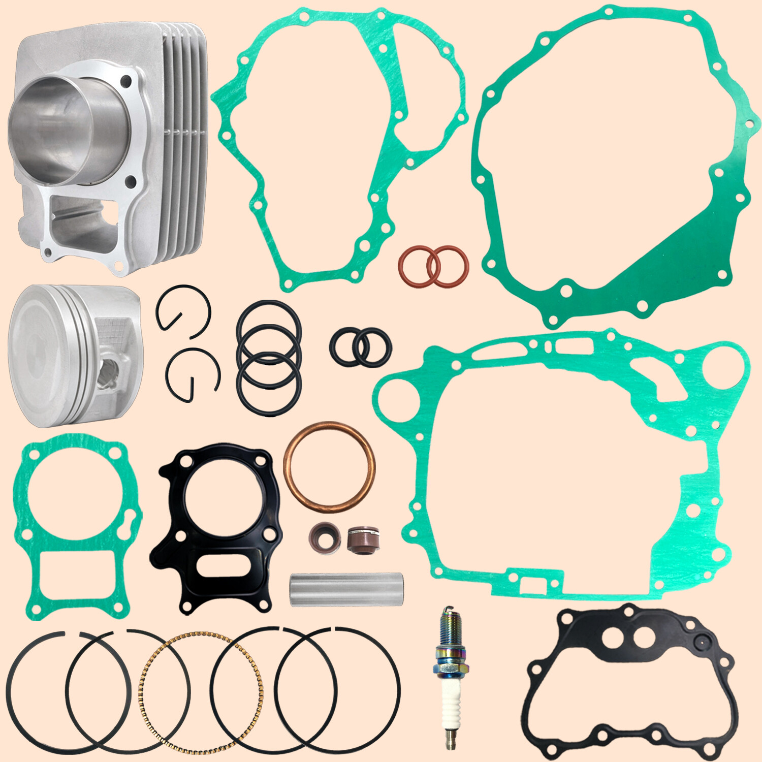 Cylinder Piston Gasket Top End Rebuild Kit for Honda Recon 250 TRX250 1997-2024