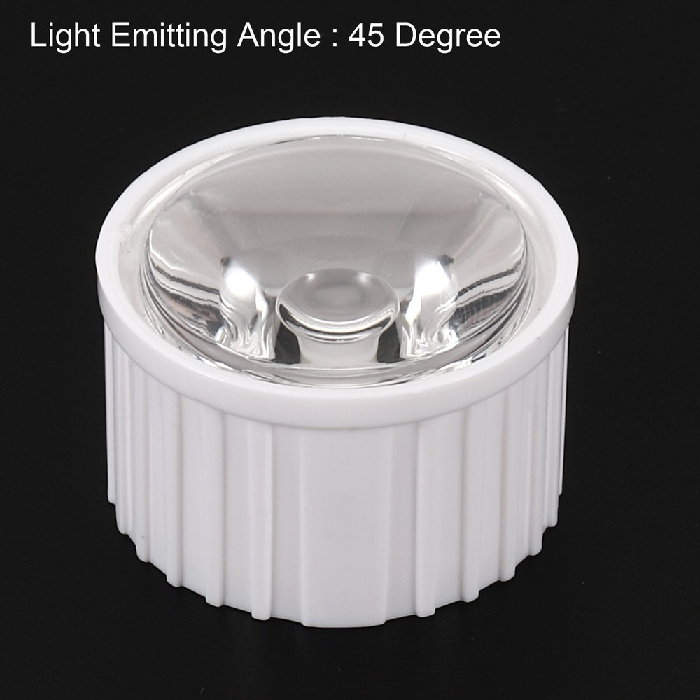 20mm LED Lens 45 Degree with Plastic Support, 8 Set, White/Transparent
