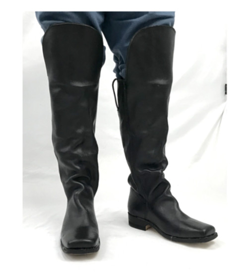 Black Leather Boots with Knee Flap Size 11 - Civil War