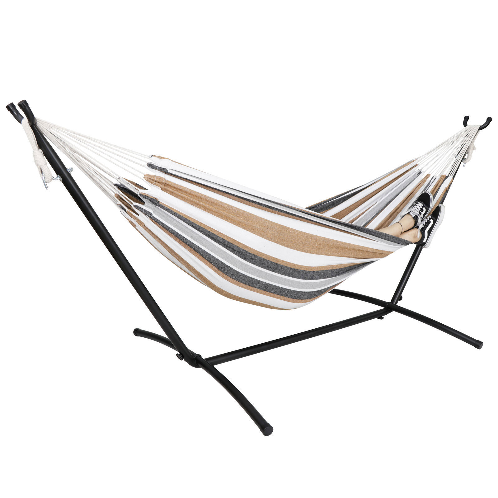 Double Hammock with 620lb Capacity 9FT Steel Stand and Portable Carrying Case