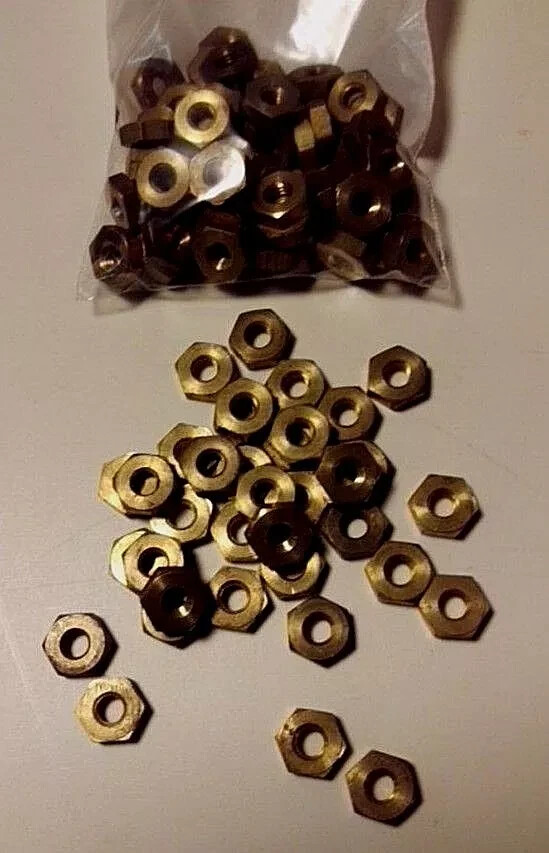 12-28 Machine Screw Brass Hex Nut  (100pc)