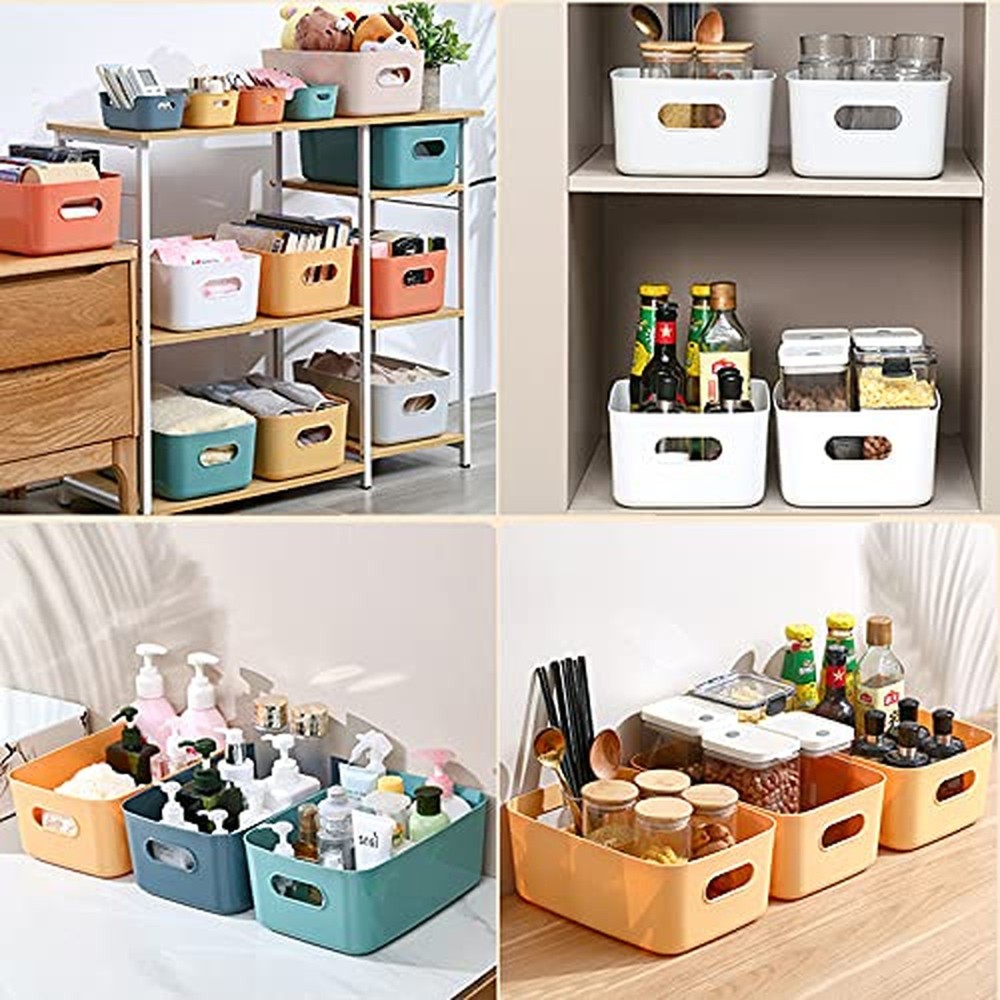 Small Plastic Baskets, Multiple Colour Pantry Organizer Bins Cupboard box wit...