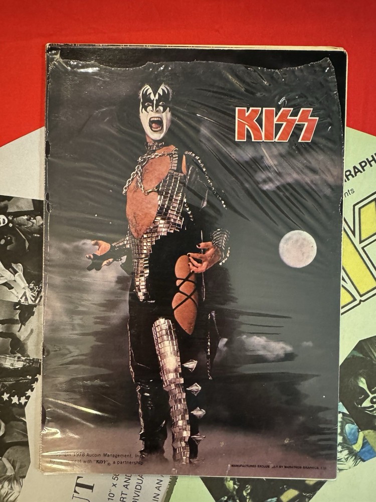 KISS ✨ RARE 1978 AUCOIN MARATHON GRAPHICS FOLD OUT SUPERPOSTER ✨ STILL SEALED! ✨