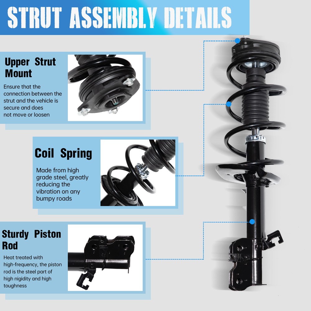 Front (2) Complete Strut & Coil Spring Assembly For Nissan Rogue 2008-2012
