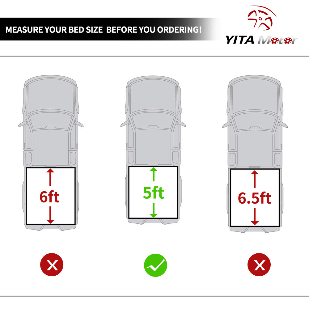 5 ft Bed Tonneau Cover Soft Tri-Fold for 05-24 Nissan Frontier Truck Top w/ Lamp