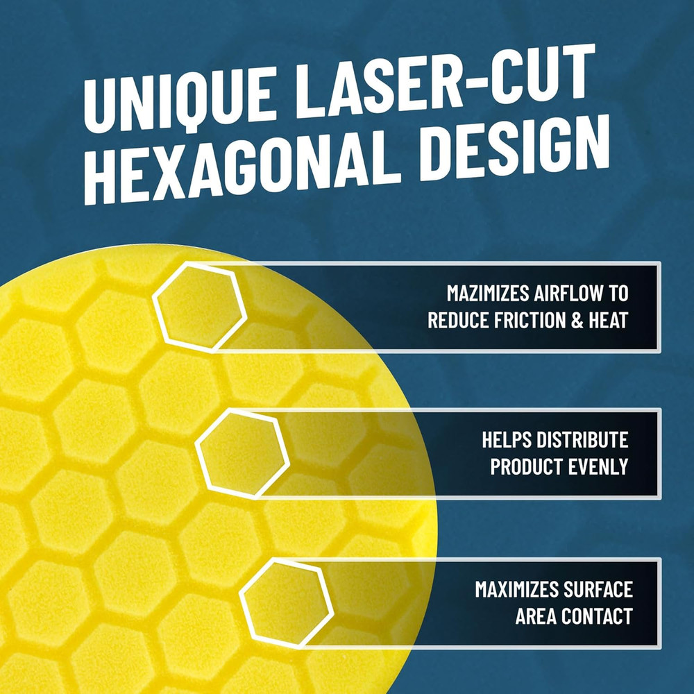 Hex-Logic 5.5" Quantum Buffing Pad, Yellow 2 Pack - Medium-Heavy Cutting for Pai