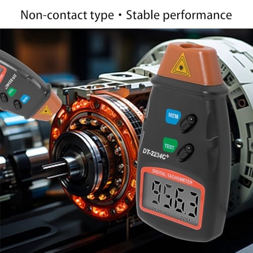 Portable Digital Laser Tachometer with Wide Measuring Range, 5-Digit Display