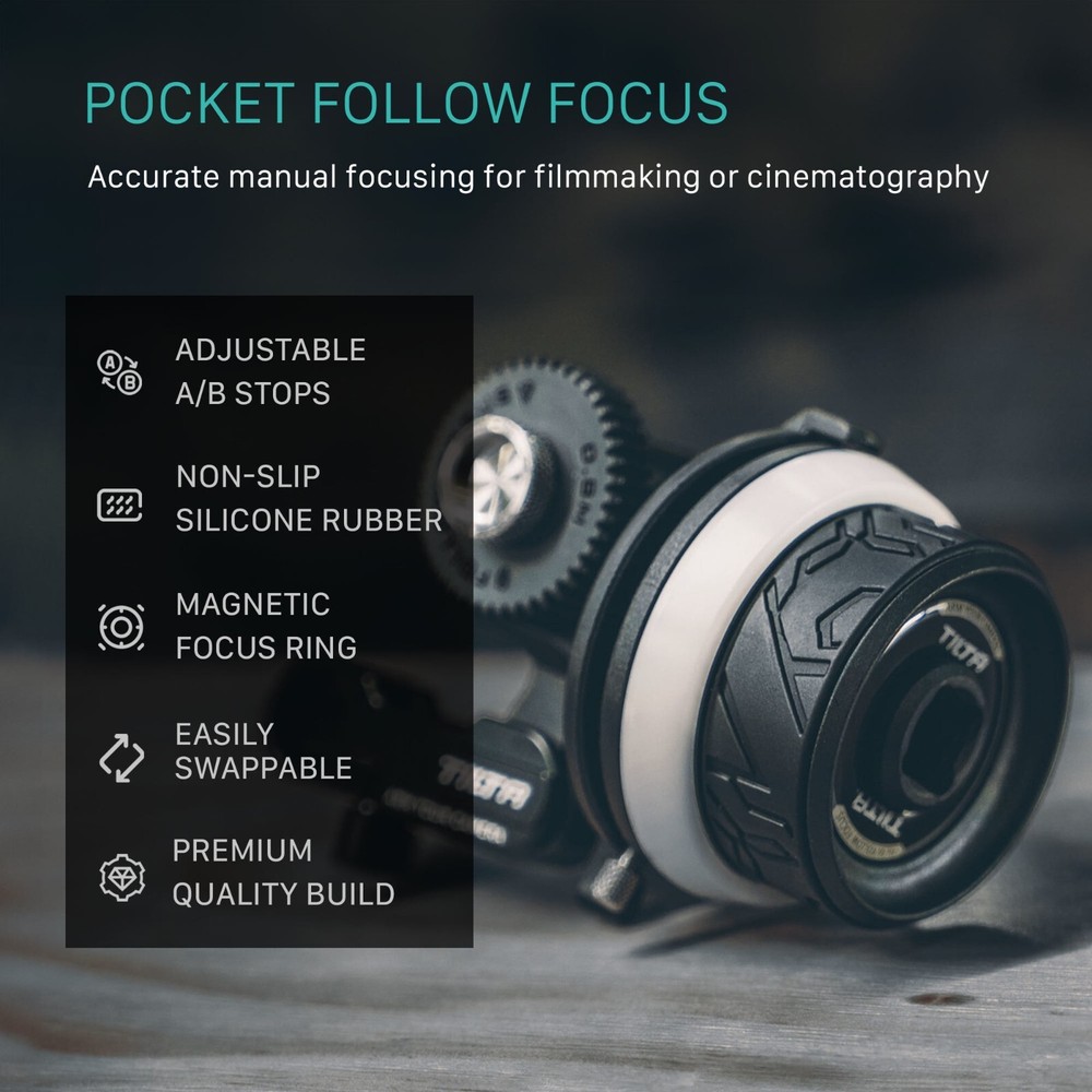 Tilta Pocket Follow Focus | Precise A/B Stops | Focus Gear Ring | Pull Focus