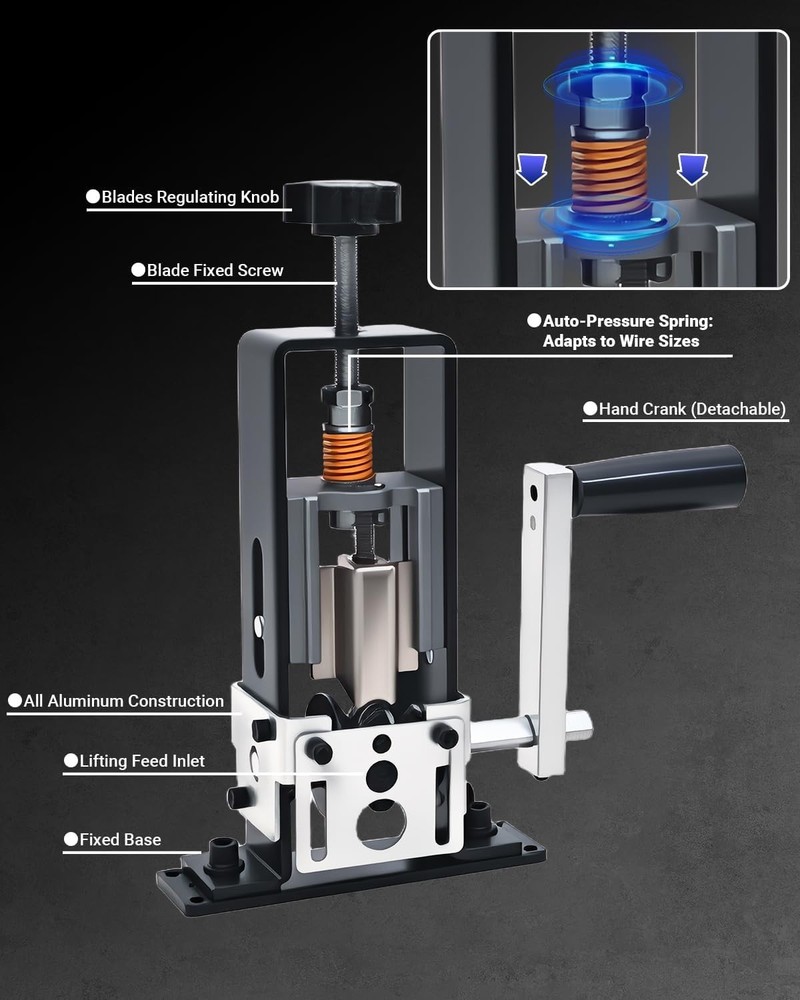 Wire Stripper Machine, 0.06-1 inch Manual Wire Stripping Machine with Replace...