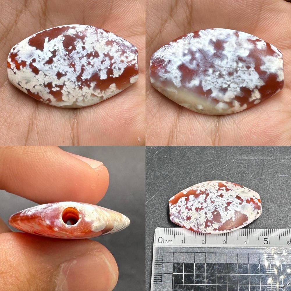 Ancient Bactrian Agate Bead – Eye-Catching Red & White Pattern