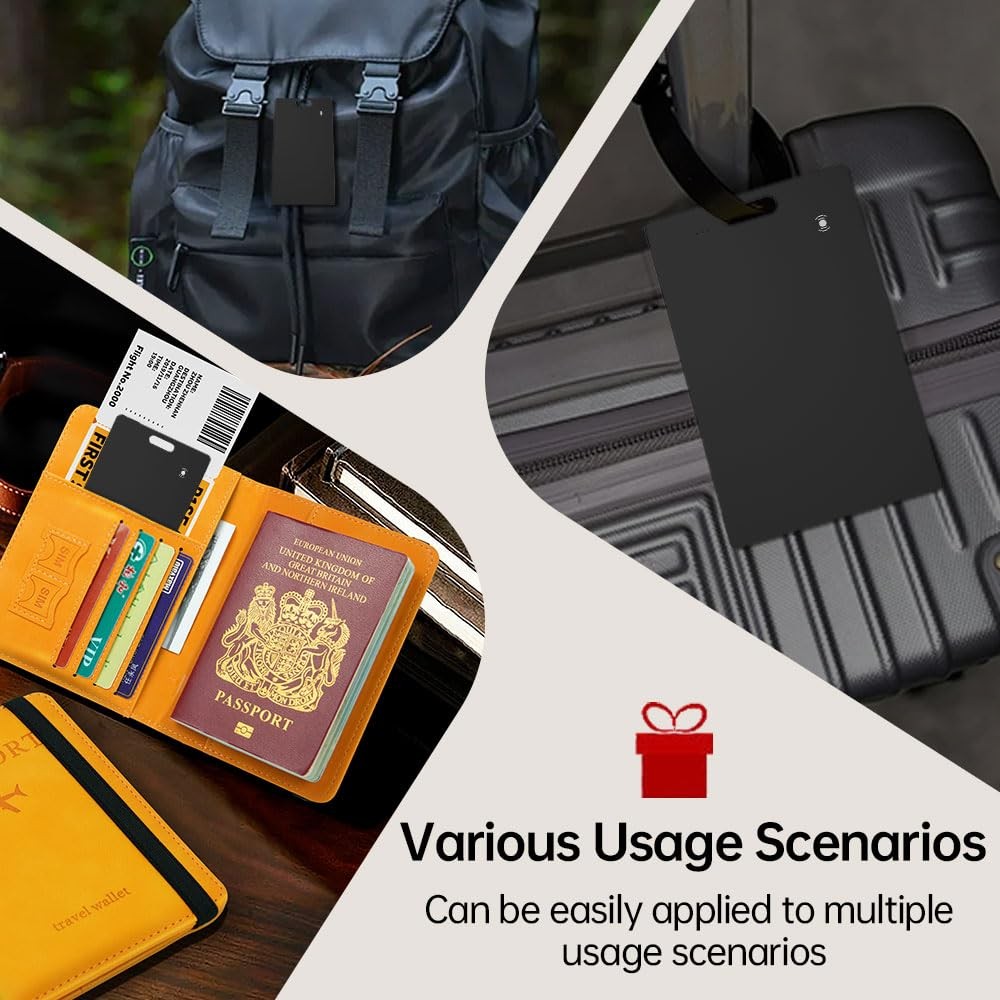 IP68 Waterproof Wallet Tracker Card for Android, Wireless Rechargeable BLACK