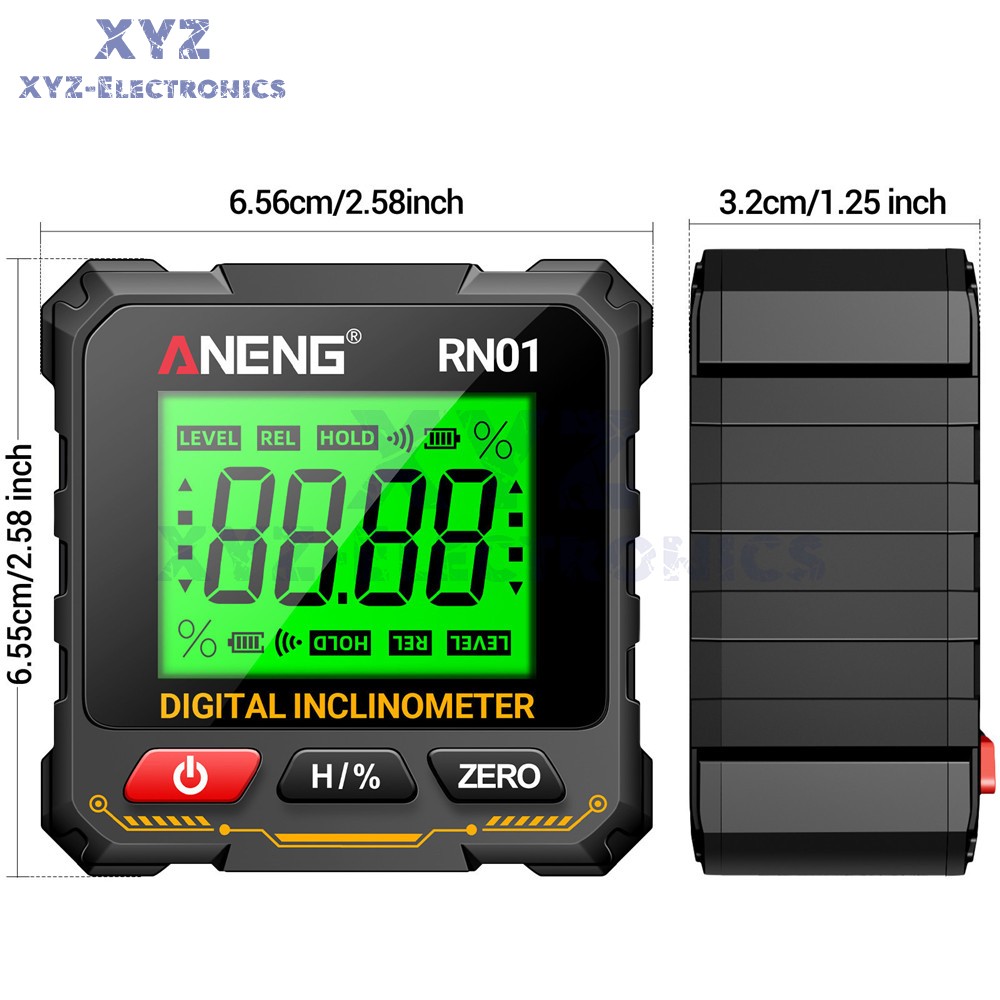 ANENG Digital Angle Finder Magnetic Protractor Level Box Inclinometer Tool 360°