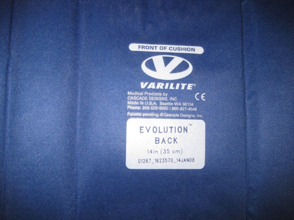 Cascade Designs Varilite Evolution Back Air Adjust Backrest Cushion 14" X 12" OE