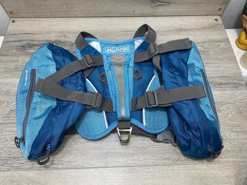 Kurgo Baxter Backpack Dogs Blue Adjustable Sz M/L?