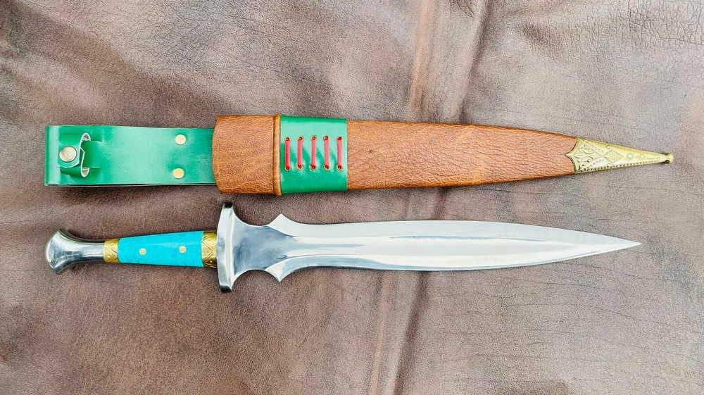 EGKH-15 inches Double edge Sam Dagger,Medieval Custom Stone handle dagger-Temper