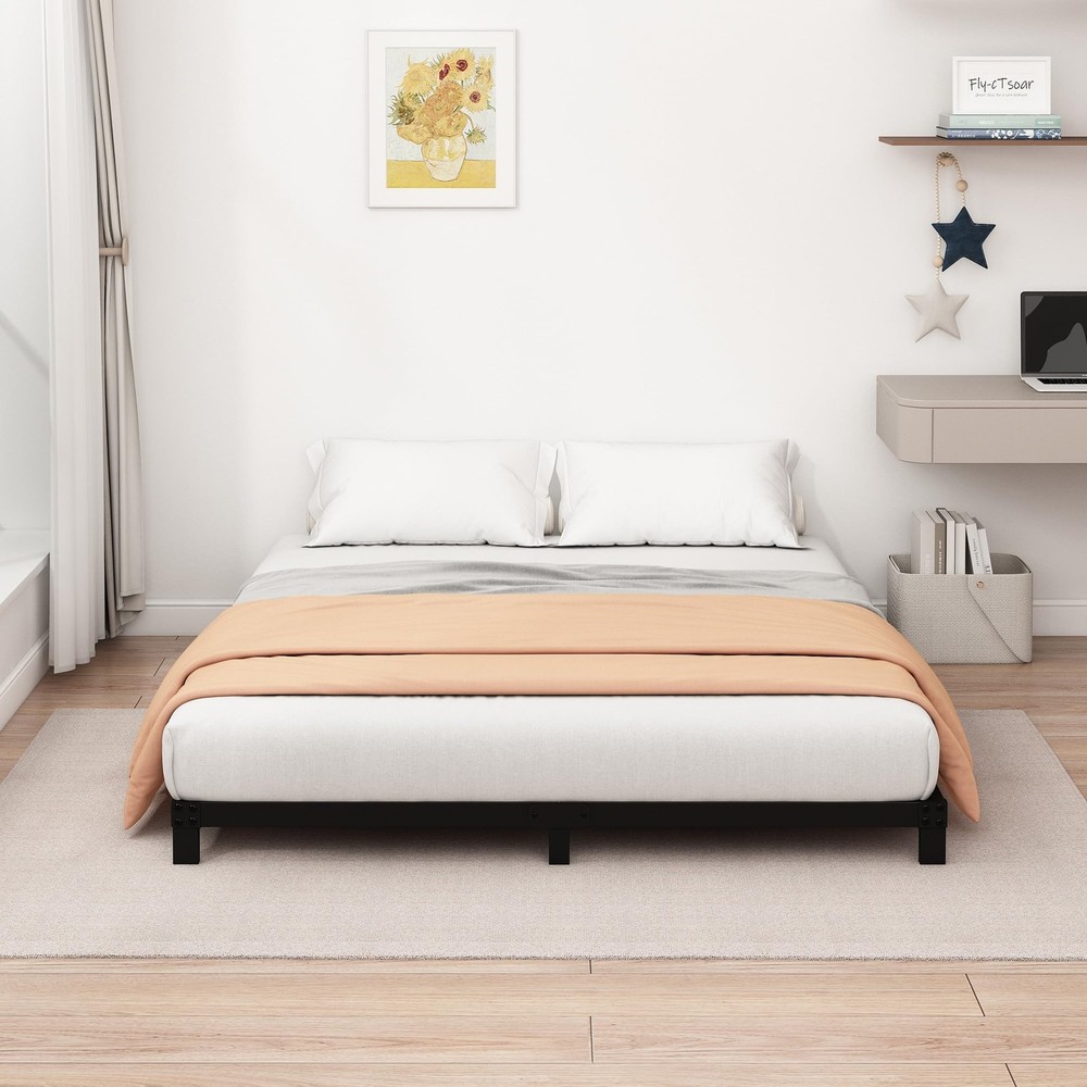 5 Inch Low Queen Bed Frame Heavy Duty Metal Platform, No Box Spring Needed, E...