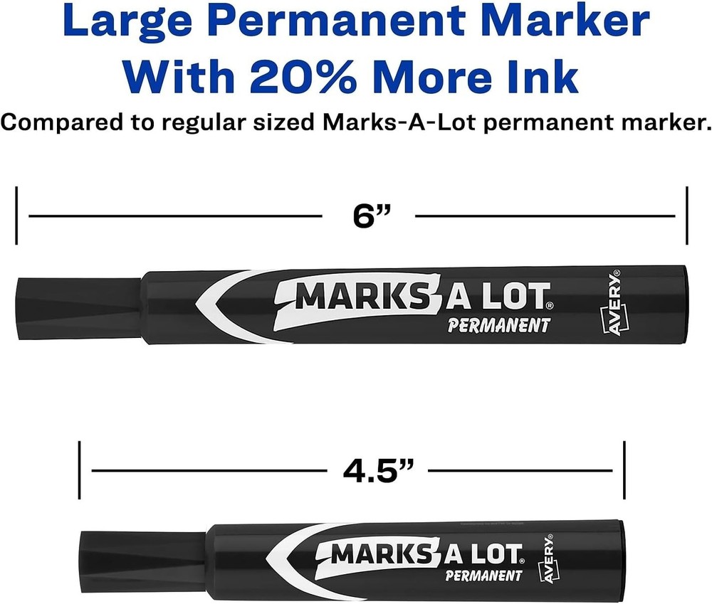 Chisel Tip Black Permanent Marking Pens Pack of 36 Quick Drying Ink