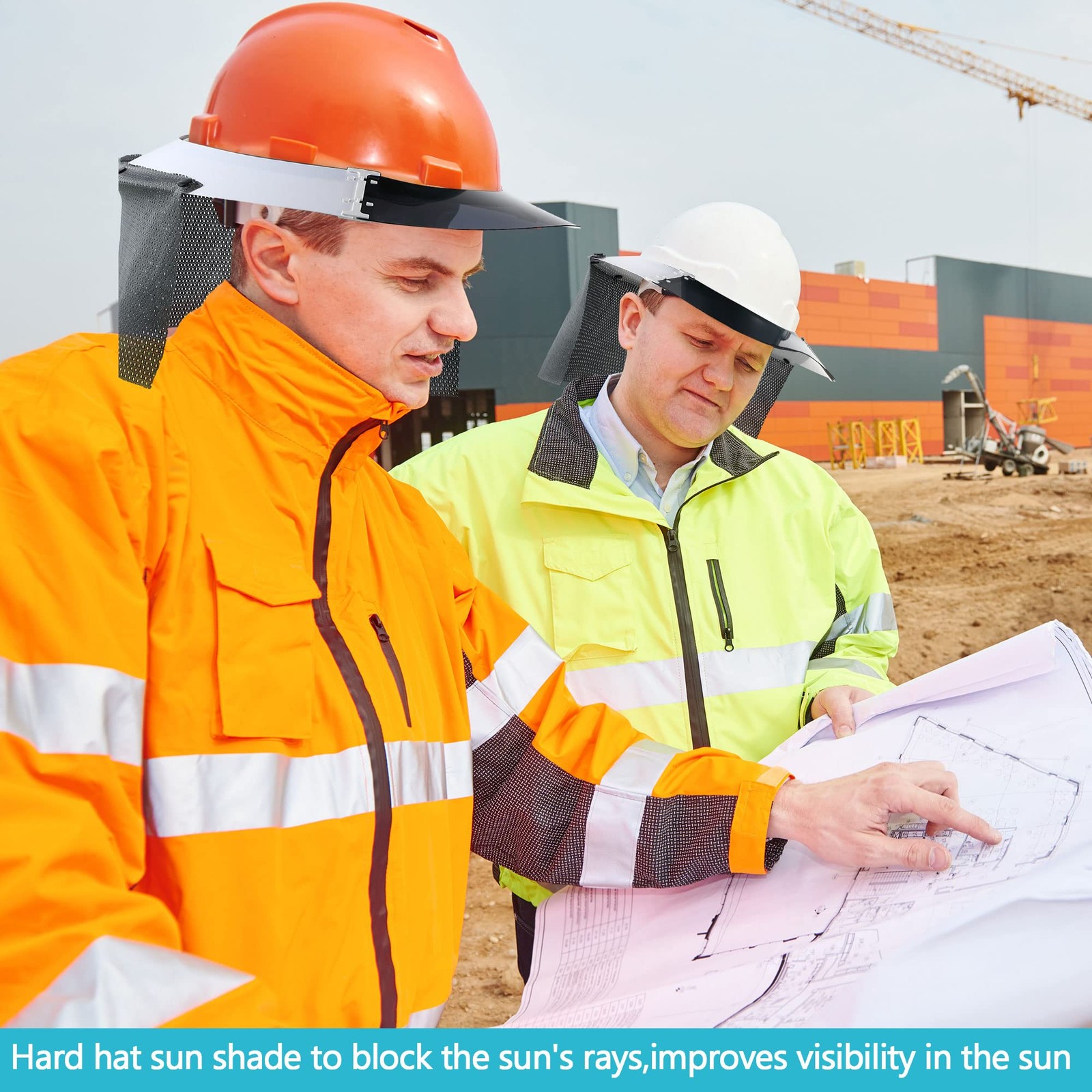 Feekoon Reusable Hard Hat Visor, with Neck Protector Medium, white, black