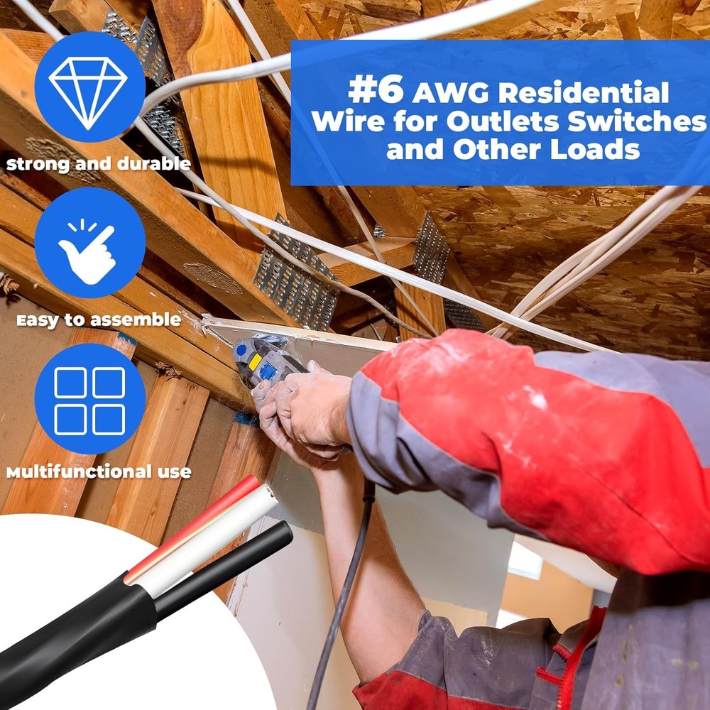 25 Ft 6/3 NM B Electrical Wire 3 Conductor Copper