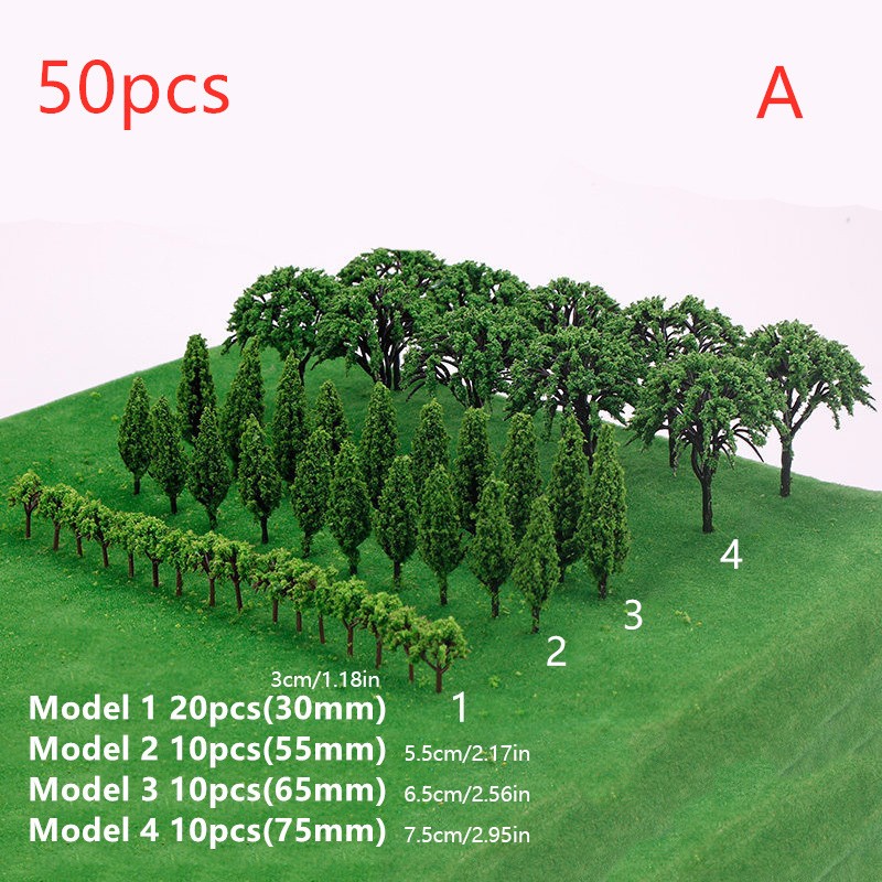 Plastic Model Trees Train Railroad Wargame Park Scenery HO Scale Scene Layout a
