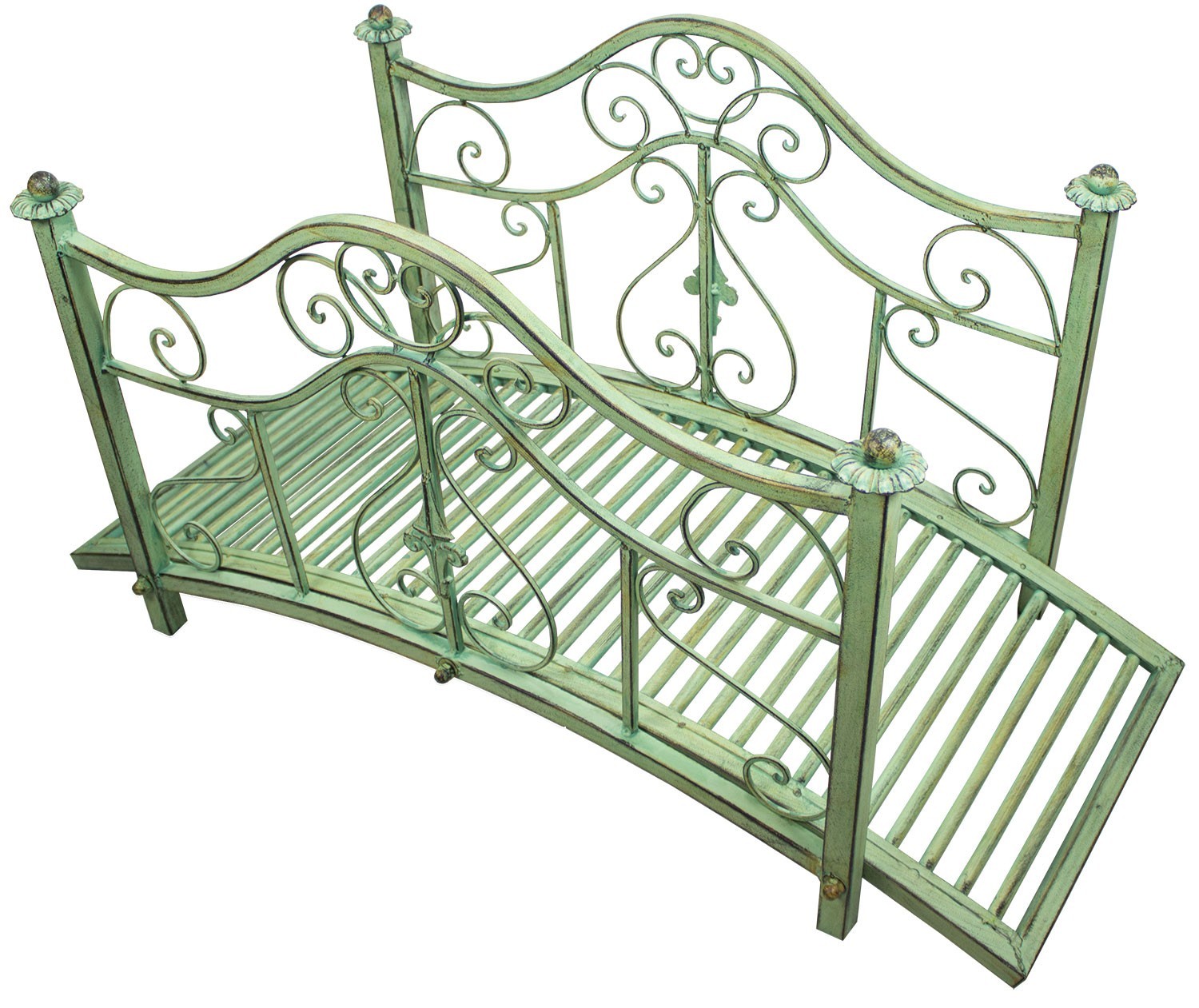 Wrought Iron Verdi Green metal Garden Pond arch walkway Bridge