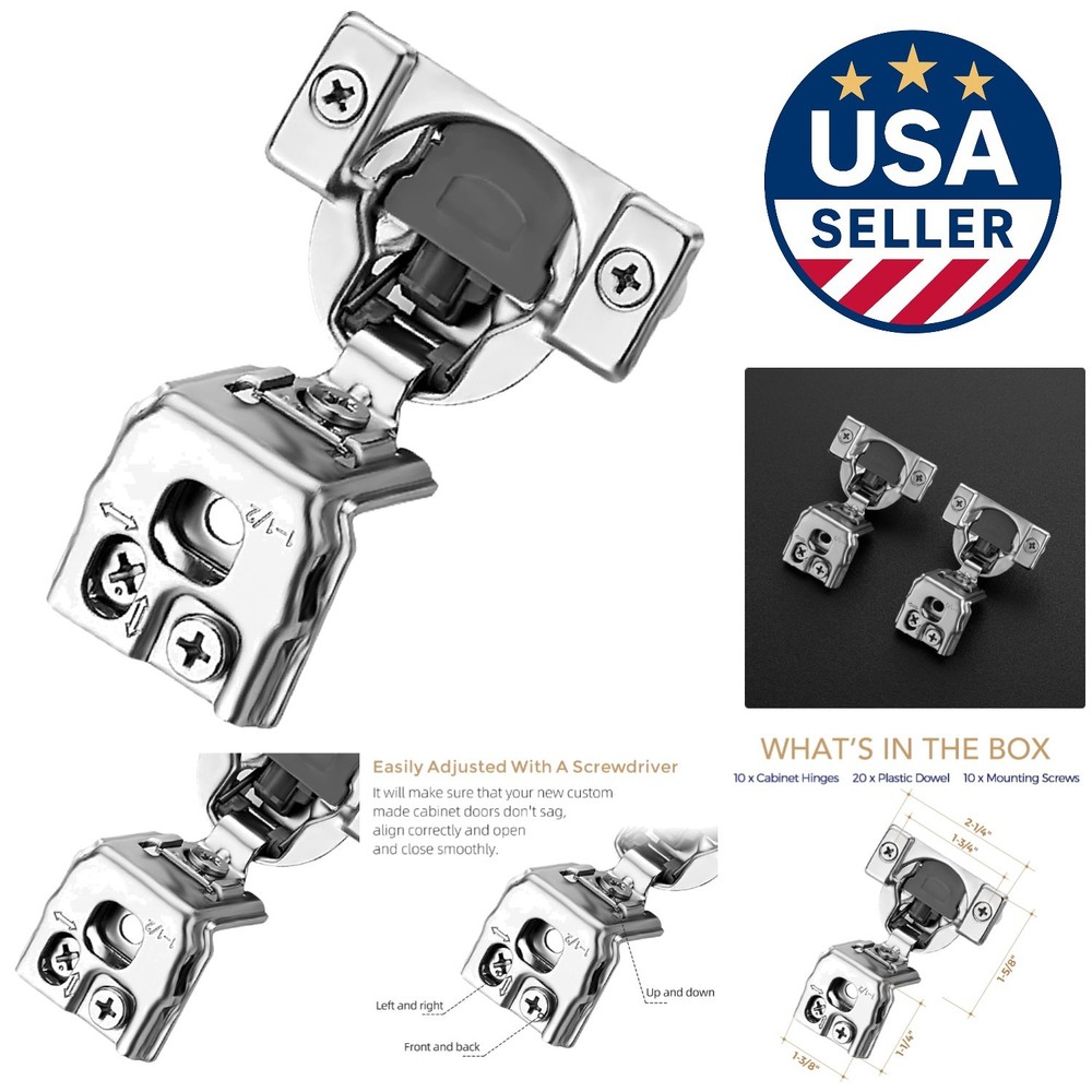10 Pack Soft Close Hinges for Kitchens - Quiet Operation & Style