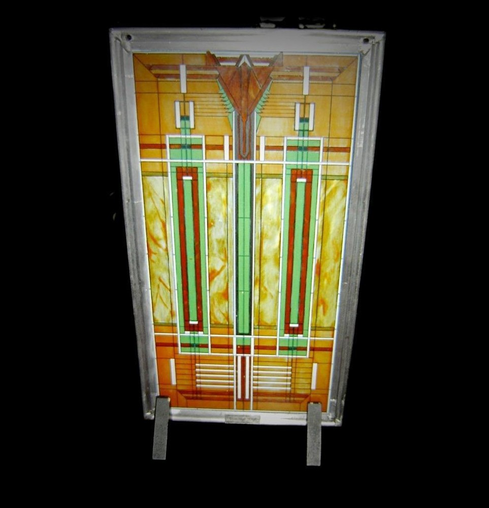 Vintage Frank Lloyd Wright Foundation Approved Stained Glass Window Model Framed
