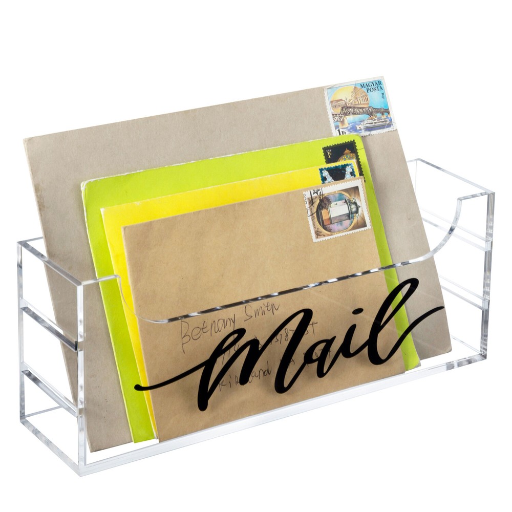 Tabletop Clear Acrylic Mail Sorter, Wall Mounted Letter Storage Organizer Box