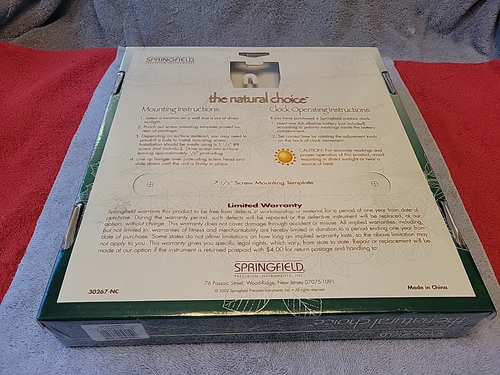 SPRINGFIELD PRECISION INSTRUMENTS CLOCK 12" BASS PRO SHOPS 30267-NC 2002 NOS