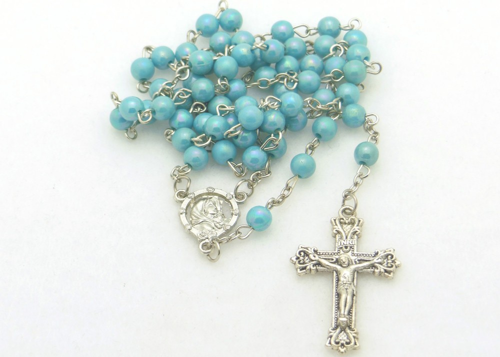 Blue Madonna of the Streets Catholic Rosary Beads