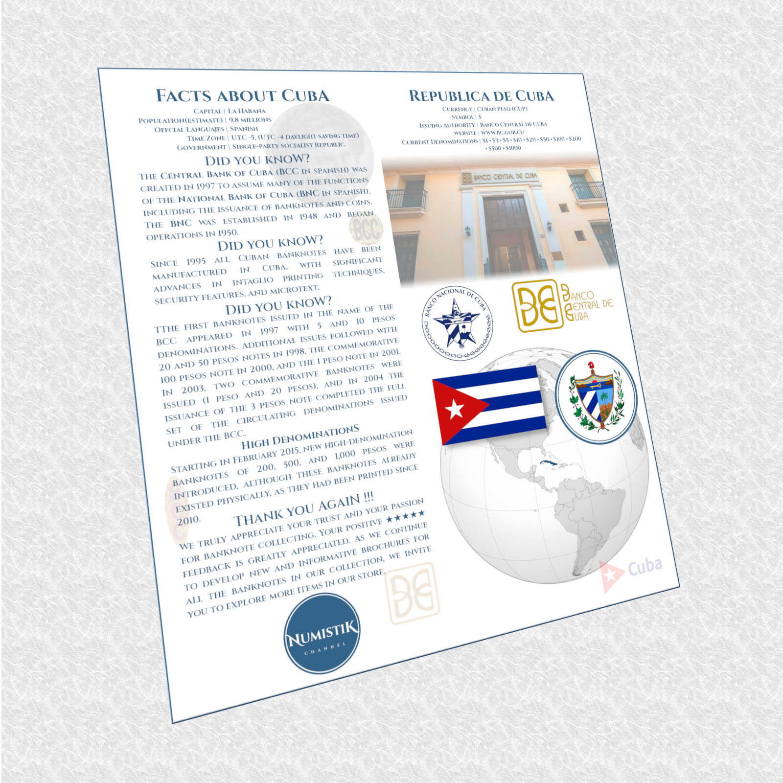 BCC - HIGH DENOMINATION - 1000 pesos UNC Banknote and Free Banknote Family Guide