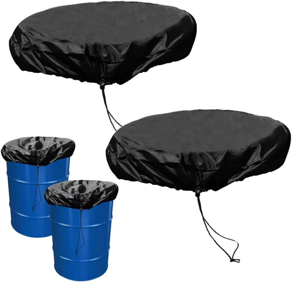 55 Gallon Drum Cover - Stretchable Adjustable Drum Cover with Drawstring, Oxford