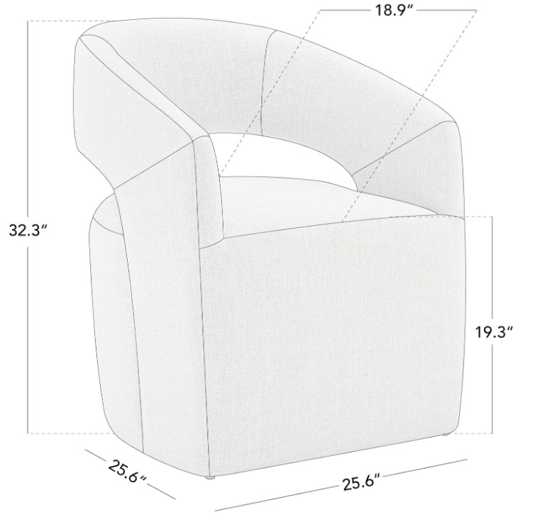 KISLOT Upholstered Barrel Side Dining Chair with Casters, Milk