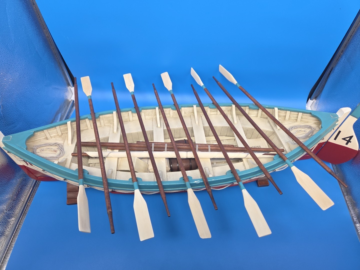 Vintage RMS Titanic Lifeboat No. 14 Replica 32" Wooden Model + Stands VERY NICE!