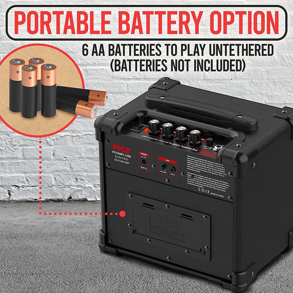 PylePro PGTAMPL128B Portable Electronic Guitar Amplifier