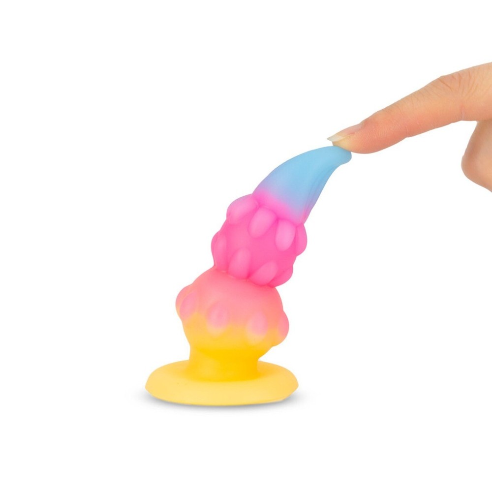 Soft Squeezable Glow in the Dark Silicone Beaded Bumpy Anal Butt Plug Small